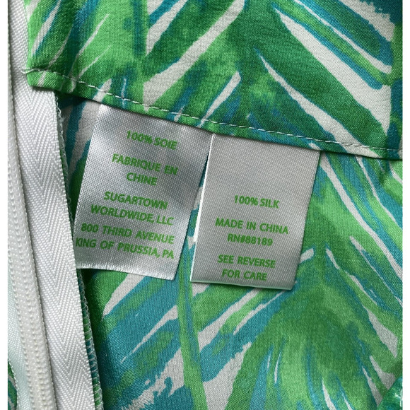 Lilly Pulitzer Pants Womens 4 Green Elephant Print Silk Wide Leg Side Zip 25053 - Picture 11 of 16